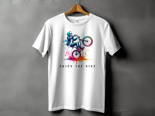 Enjoy The Ride Colorful Biking Graphic T-Shirt product type