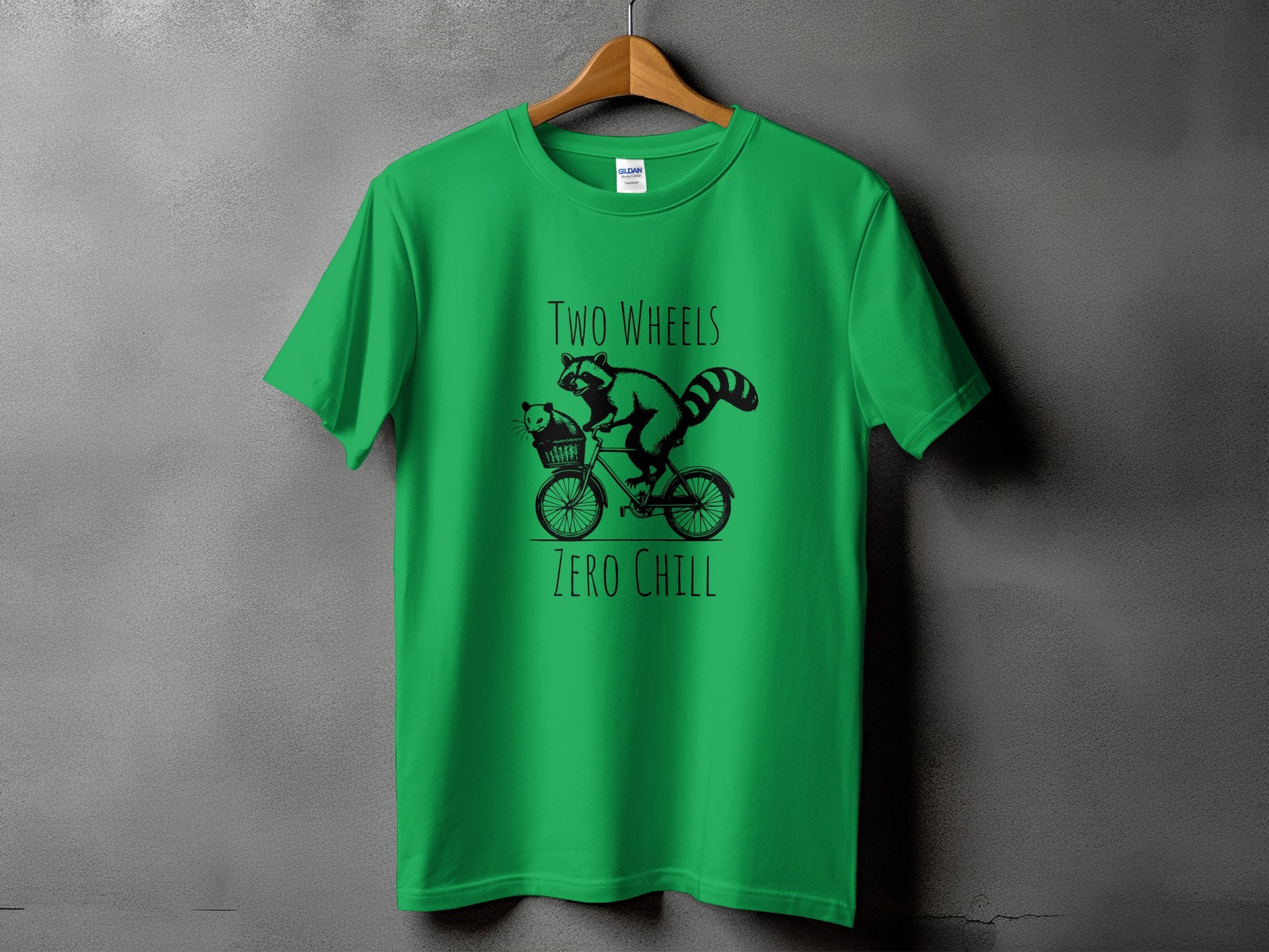 Two Wheels Zero Chill Raccoon on Bicycle T-shirt product