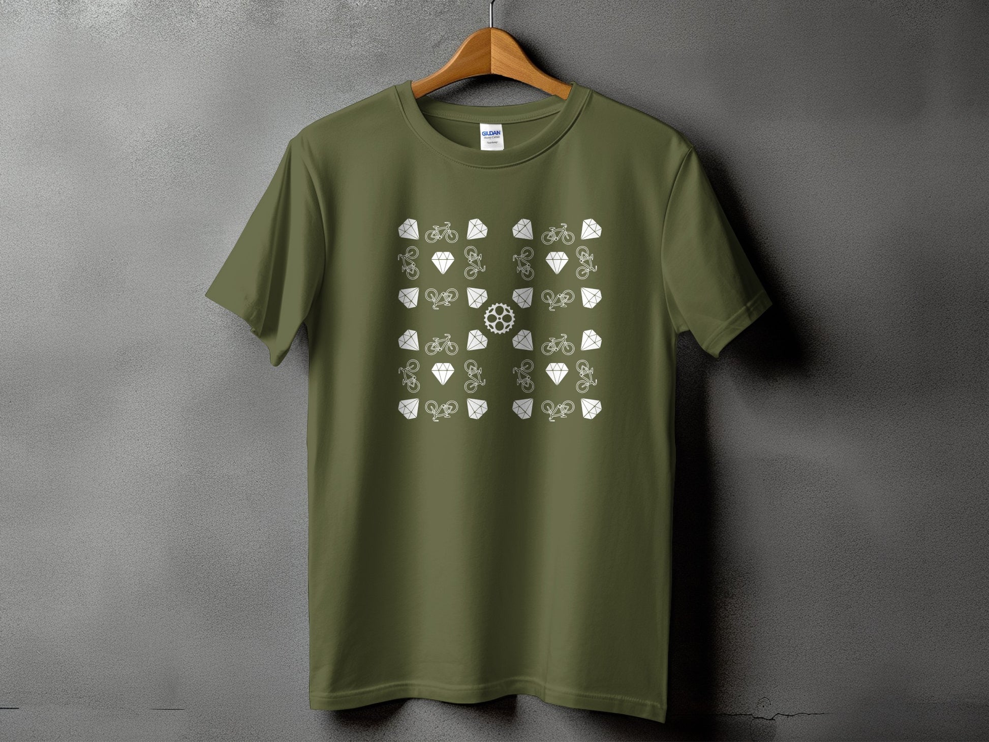 Unique Graphic Green Tee with Bicycle Design Product Type