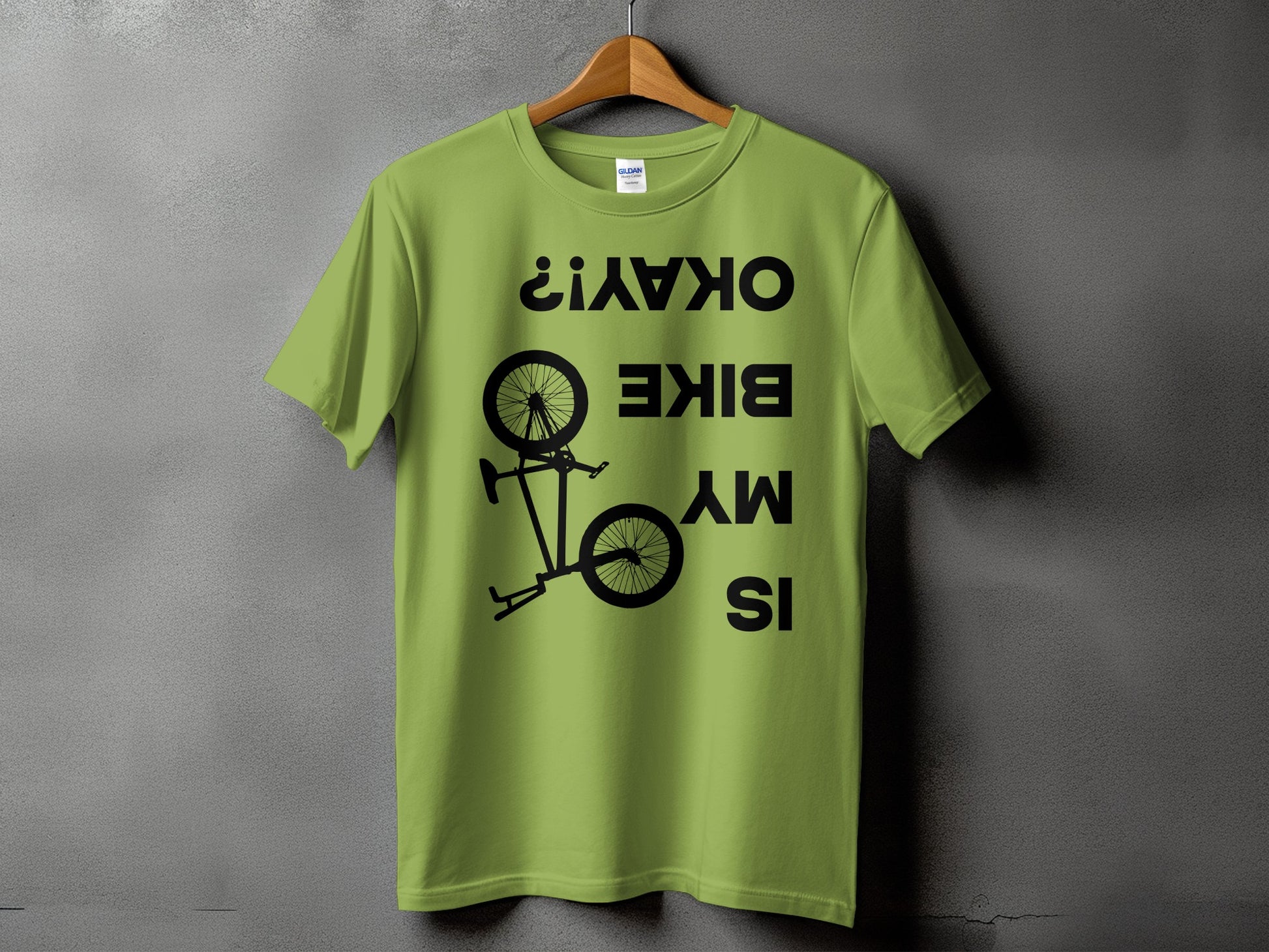 Funny Upside Down Bike Print T-Shirt Casual Product