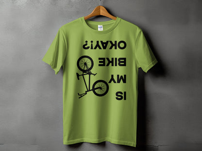 Funny Upside Down Bike Print T-Shirt Casual Product