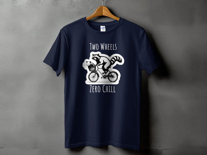 Two Wheels Zero Chill Raccoon Cycling TShirt product type