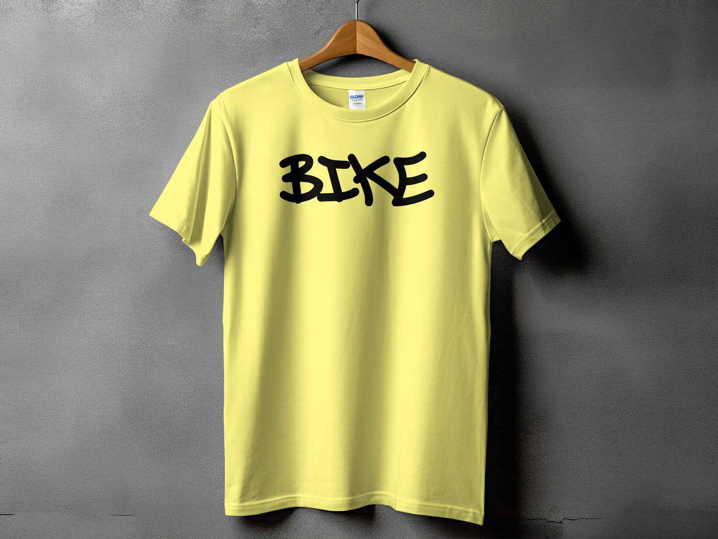 Yellow T-Shirt with Stylish Bike Text Graphic product type