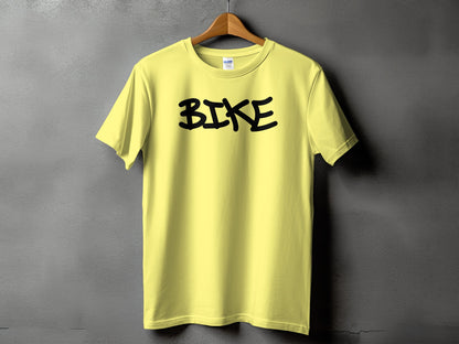 Yellow T-Shirt with Stylish Bike Text Graphic product type