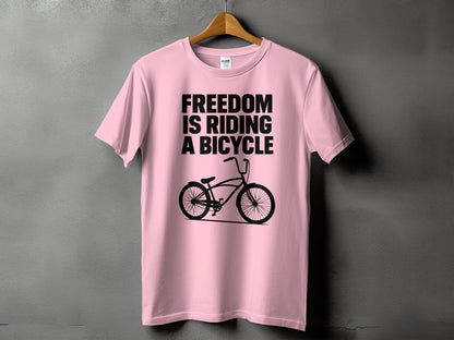 Freedom is Riding a Bicycle Pink T-Shirt product type