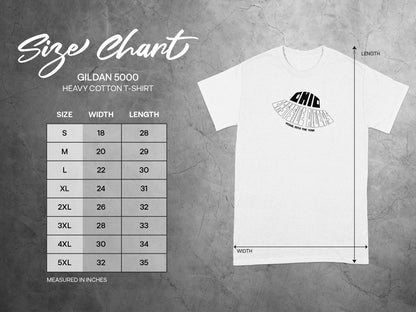 Gildan 5000 Heavy Cotton T-Shirt Size Chart T-Shirt product