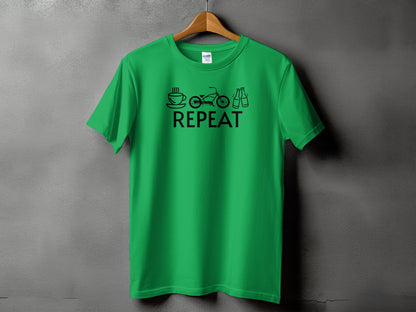 Coffee Bike Beer Repeat Graphic T-Shirt Casual Product
